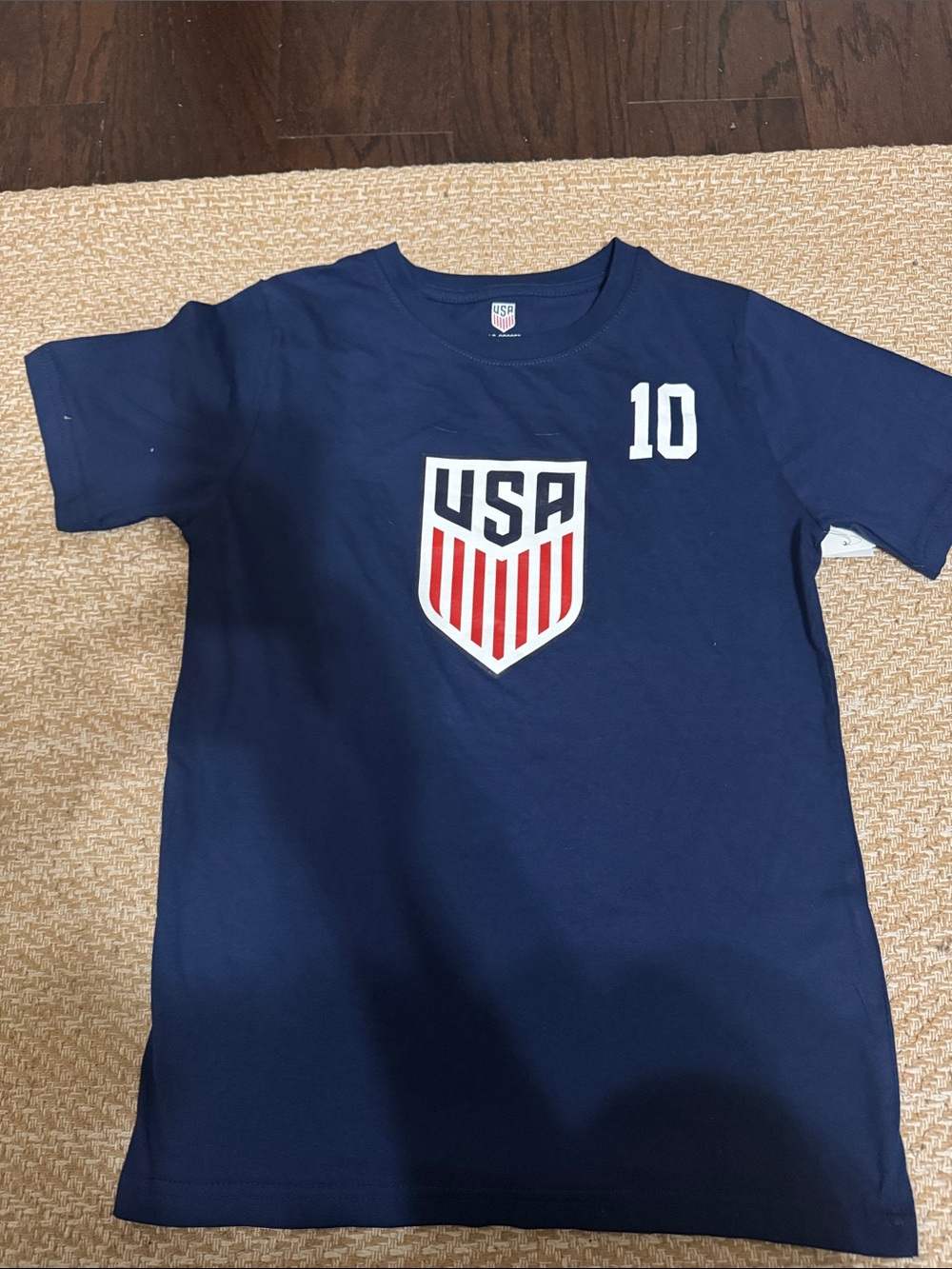 USA Navy Blue Kids' Soccer T-Shirt with Number 10